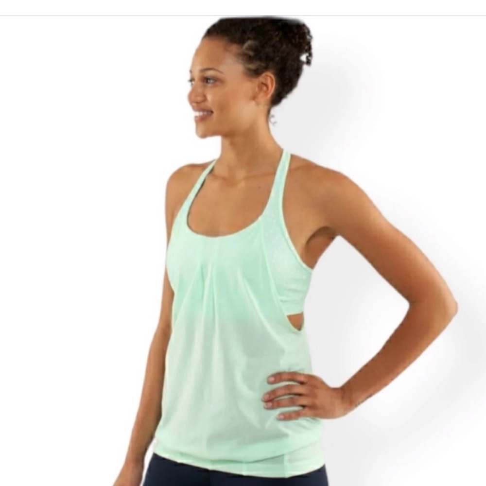 🍋 Lululemon Practice Freely Fresh Teal Polka Dot Tank Size 6